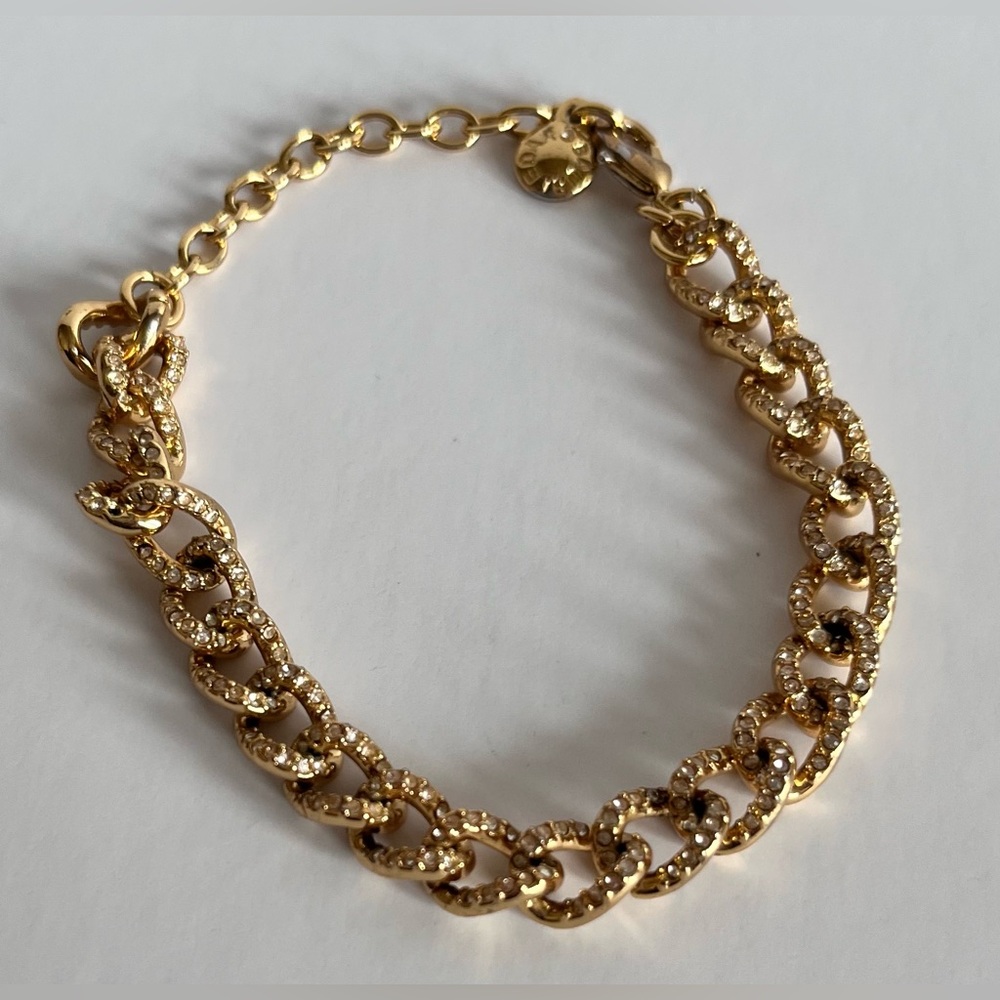Gold BaubleBar Pavé Stone Chain Bracelet